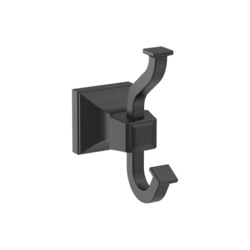 Mulholland Zinc Double Prong Robe Hook - Matte Black - 4 1/4" (108 Mm) Length