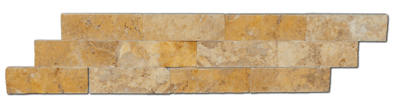 Golden Sienna Travertine Mosaic - 2" x 6" Brick - Honed