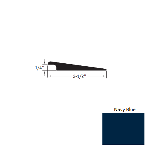 Johnsonite Navy Blue Vinyl Moulding / Trim - 2 1/2" X 12 Ft (144") X 1/4" Wheeled Traffic Transition - Wheeled Traffic Transition