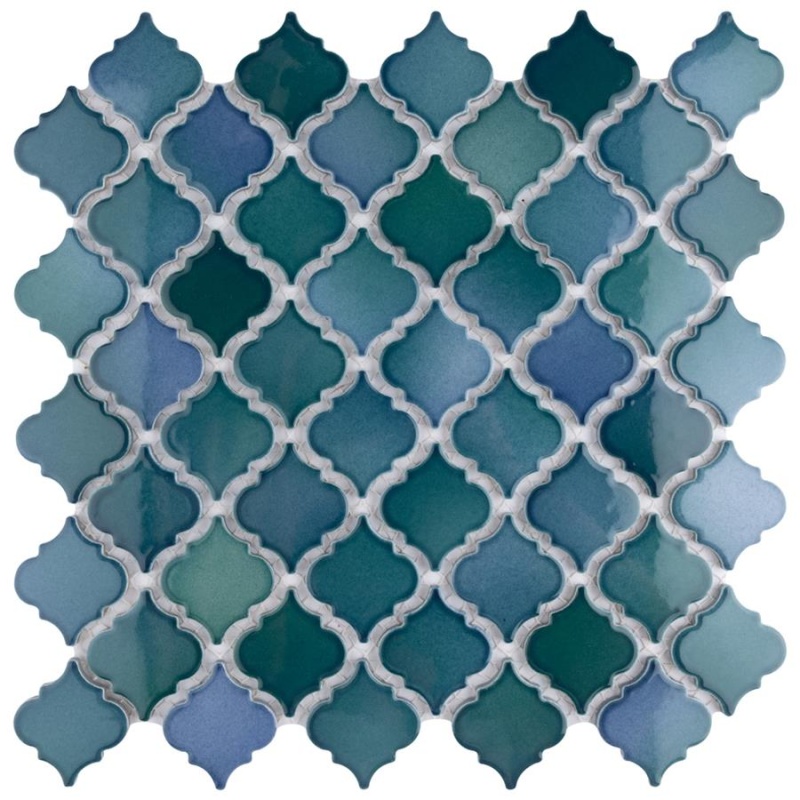 Hudson Tangier Aquamarine Porcelain Mosaic - Arabesque - Glossy