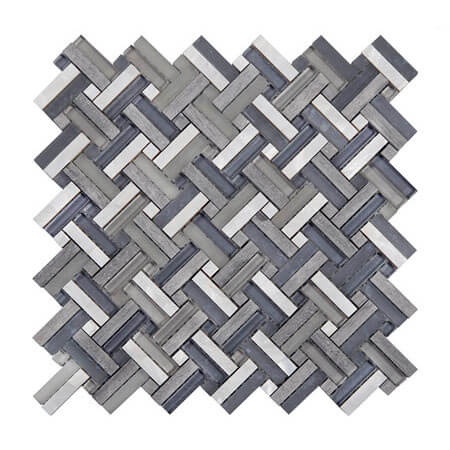 Captiva Dusk Stone & Glass Mosaic - Double Basket Weave - Natural