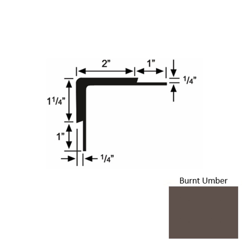 Solid 16 Burnt Umber Rubber Double Flange Carpet Stair Nosing