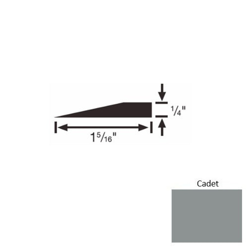 Solid 24 Cadet Rubber Reducer Strip, 1 5/16" X 9 Ft (108") X 1/4"