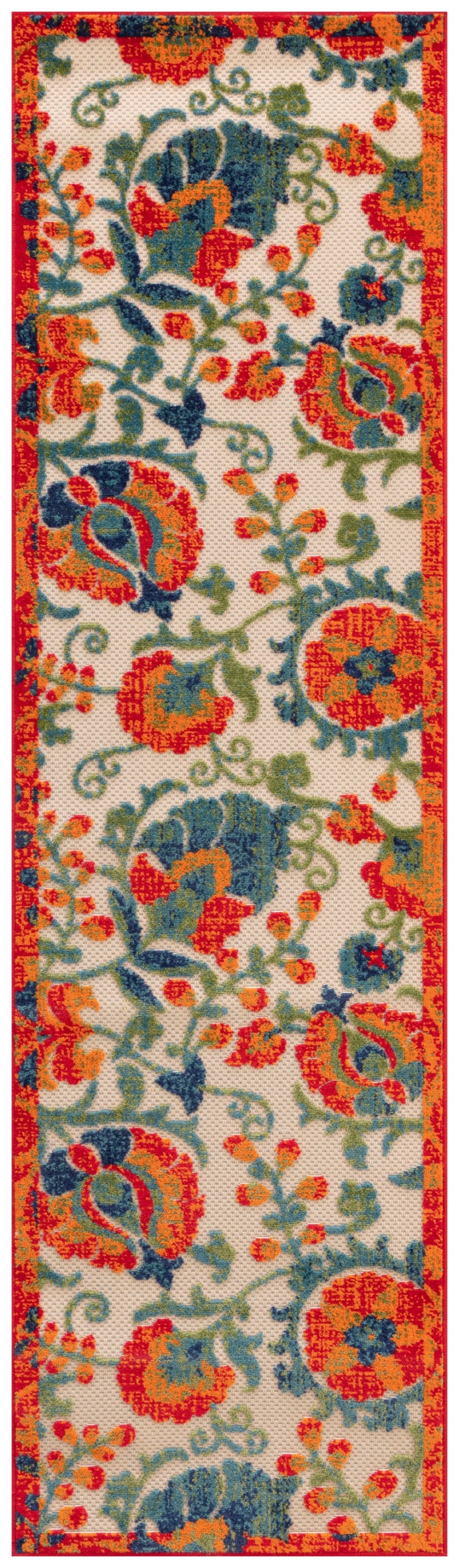 Aloha Alh17 Red Multicolor Polypropylene Farmhouse Area Rug