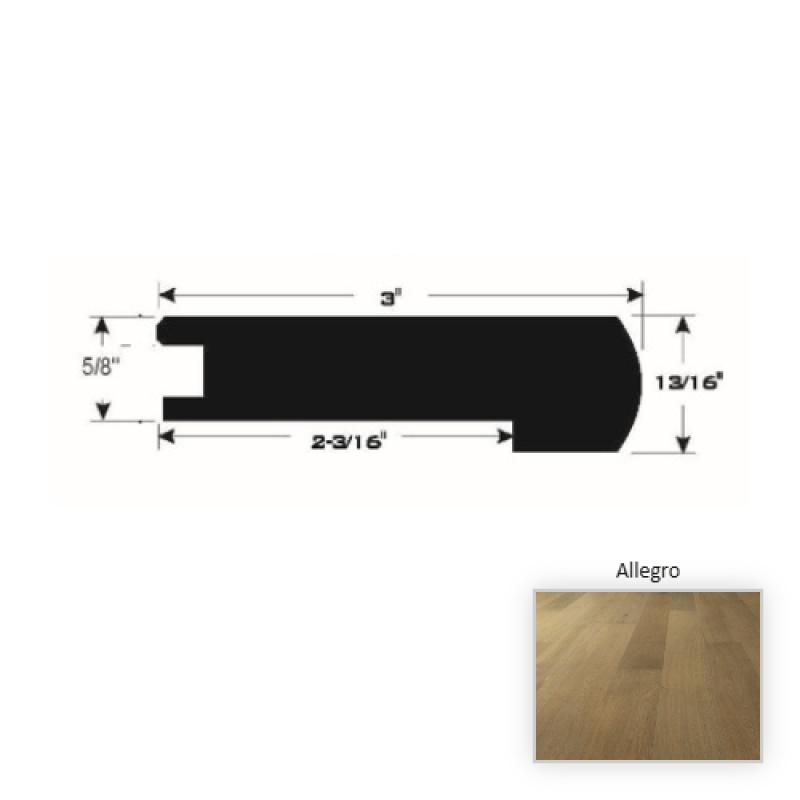 Symphony French White Oak Allegro Hardwood Moulding / Trim - 90" Flush Stair Nose - Brushed Matte