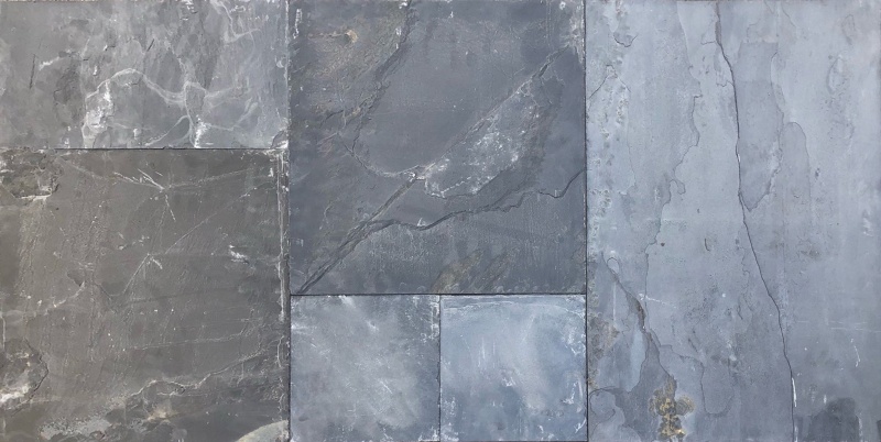 Black Slate Versailles Pattern - Natural Cleft Face, Gauged Back - Various Sizes
