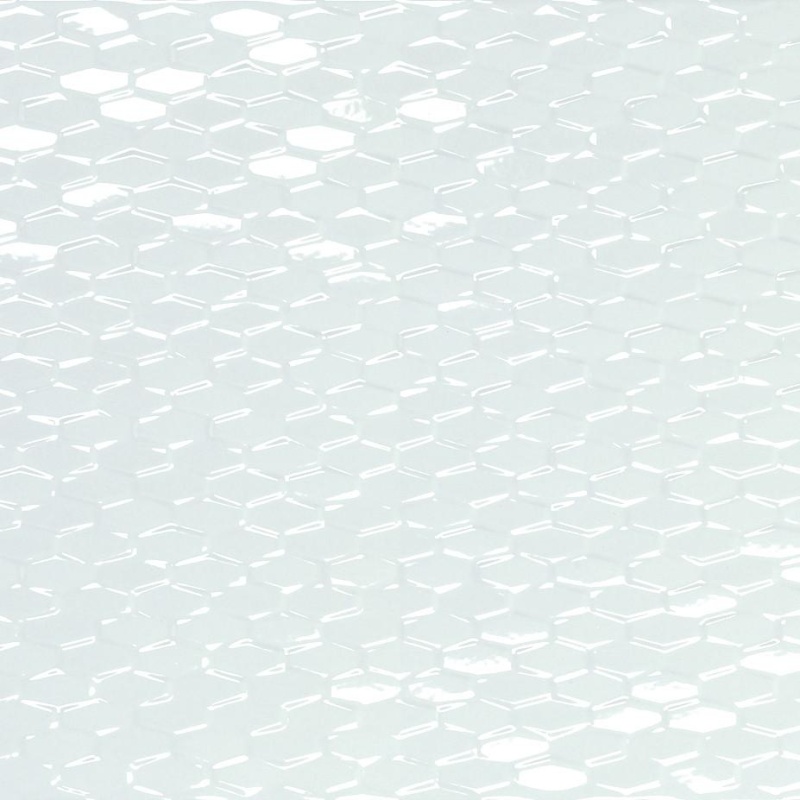 Artwork White Mini Hexagon Pattern Ceramic Tile - Glossy - 12" X 35"