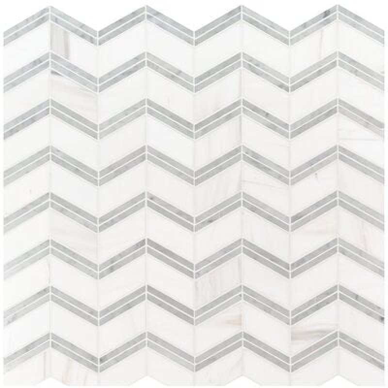 Bianco Dolomite Marble Mosaic - Chevron - Polished