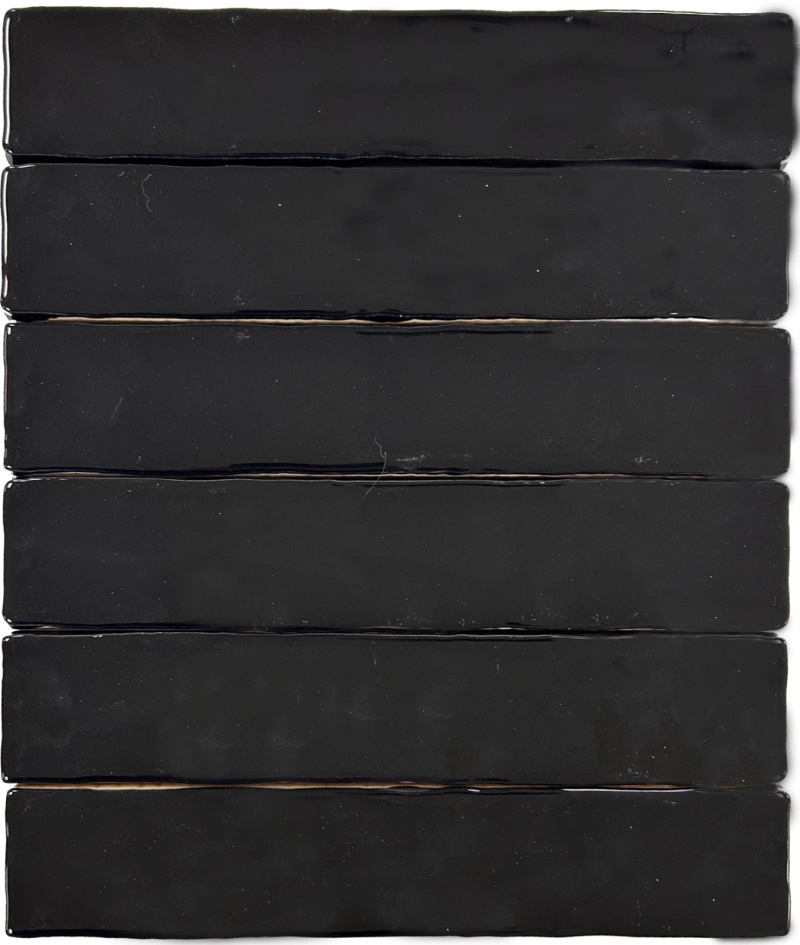 Rustic Black Ceramic Tile - Polished - 2" X 10"