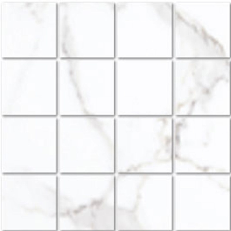 Carrara Ultra White Porcelain Mosaic - 3" X 3" - Matte
