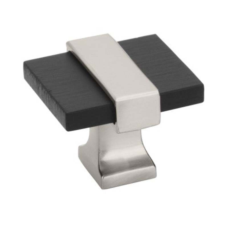 Overton Zinc & Aluminum Cabinet Knob - Brushed Matte Black / Satin Nickel - 1 3/8" (35 Mm) Length