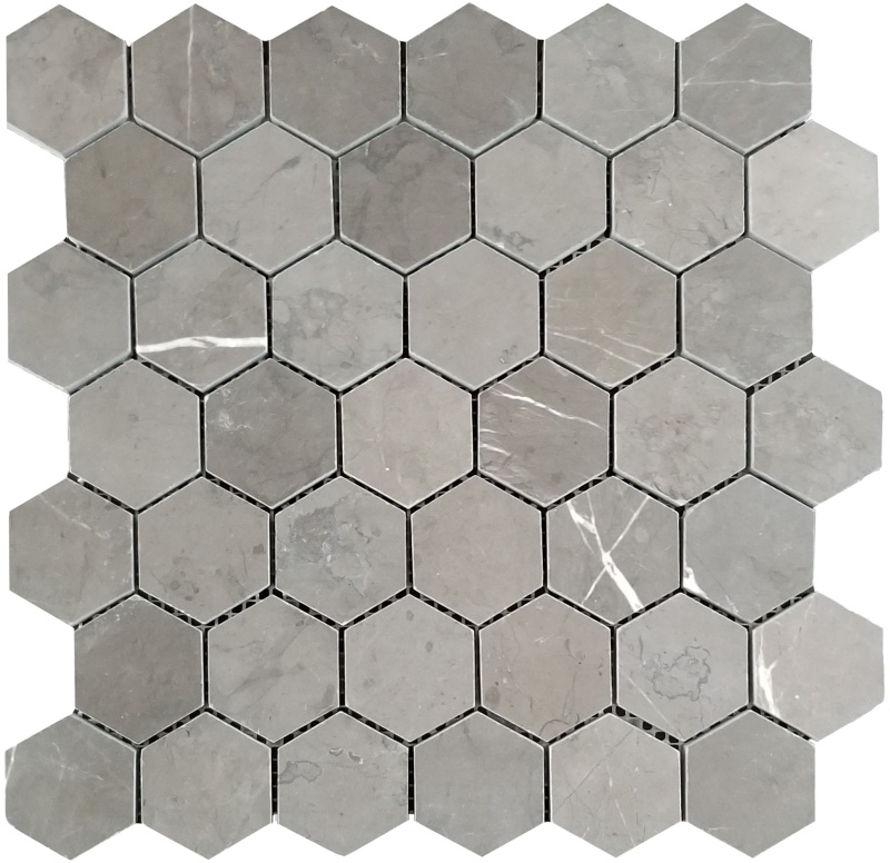 Pietra Gray Marble Mosaic - 2" Hexagon