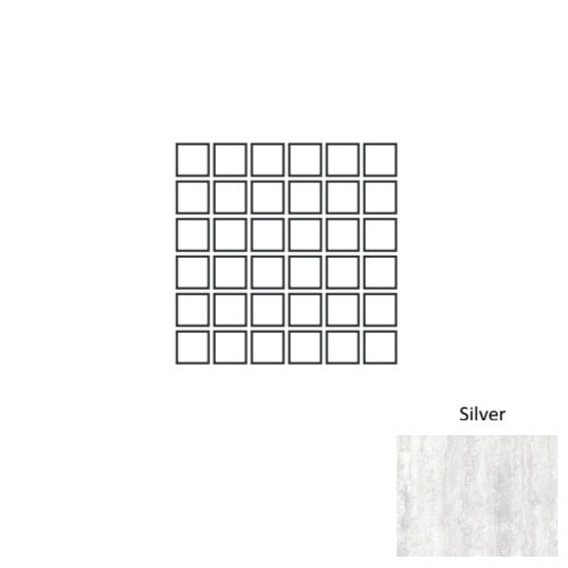 Travertine Silver Porcelain Mosaic - 2" X 2" - Natural