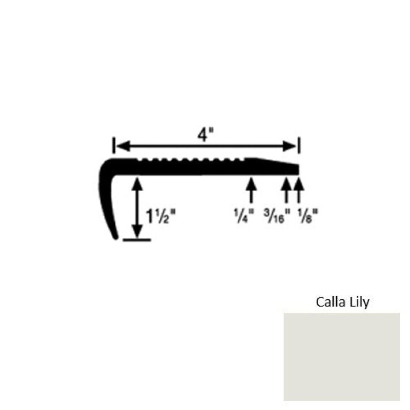 Solid 01 Calla Lily Rubber Commercial Stair Nosing With 2" Abrasive Strip (Sq) - 4" X 9 Ft (108")