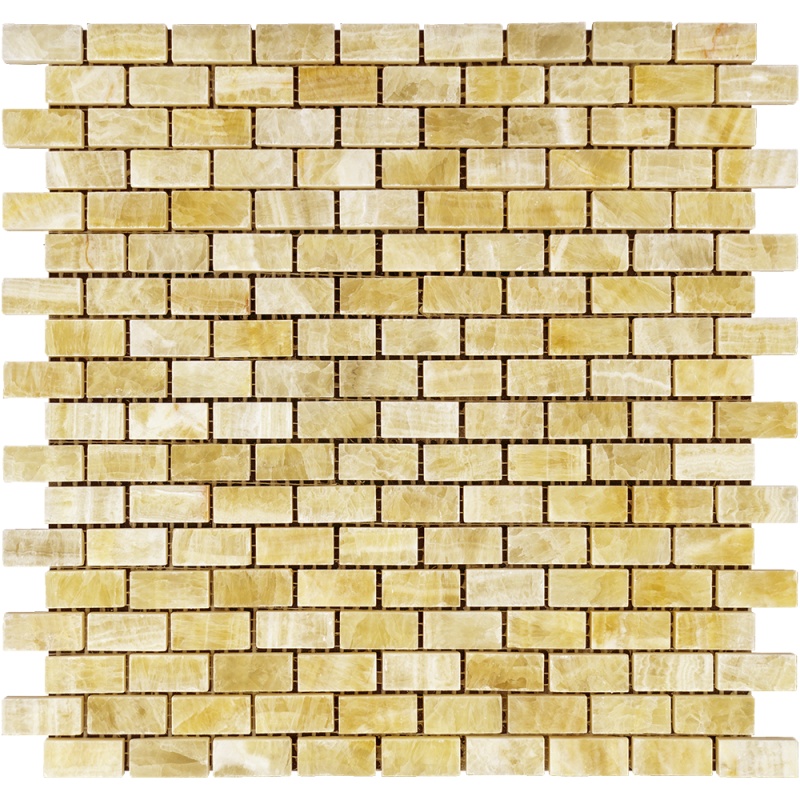 Honey Onyx Mosaic - 5/8" X 1 1/4" Baby Brick - Polished