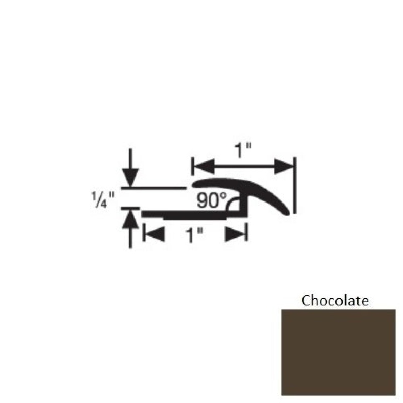 Flextones Chocolate Vinyl 168 Resilient To Carpet Transition - 1" X 12 Ft - Thermoplastic