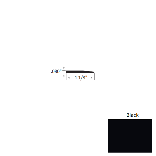 Johnsonite Black Vinyl Moulding / Trim - 1 1/8" X 3 Ft (36") X .080" Reducer - Reducer