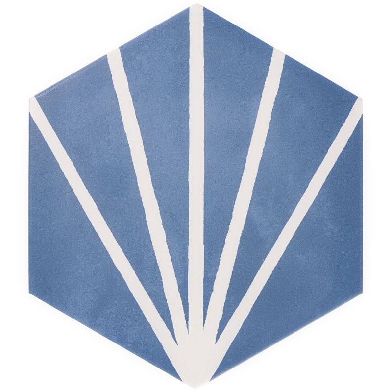 Radar Azul Striated Hexagon Porcelain Tile - Matte - 8" X 9" Hexagon