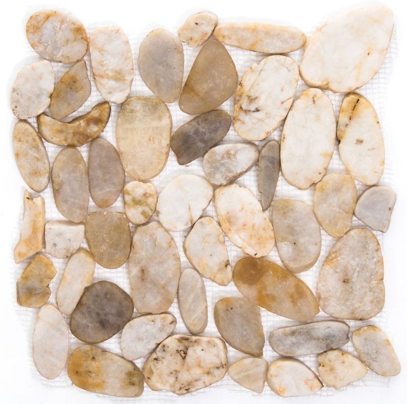 Rivera Cream Pebble Mosaic - 12" x 12" - Honed