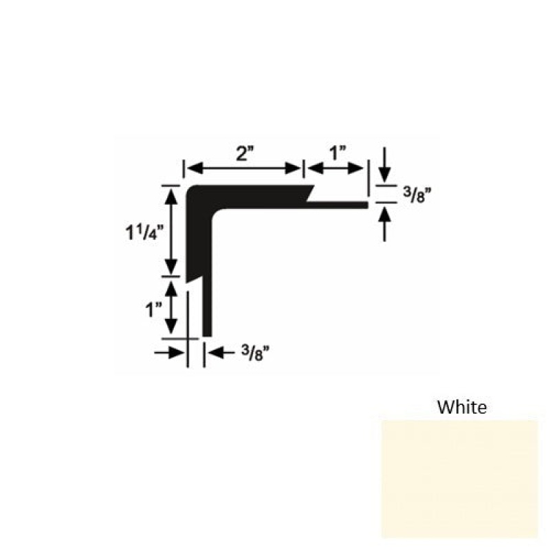 Solid 15 White Rubber Double Flange Carpet Stair Nosing