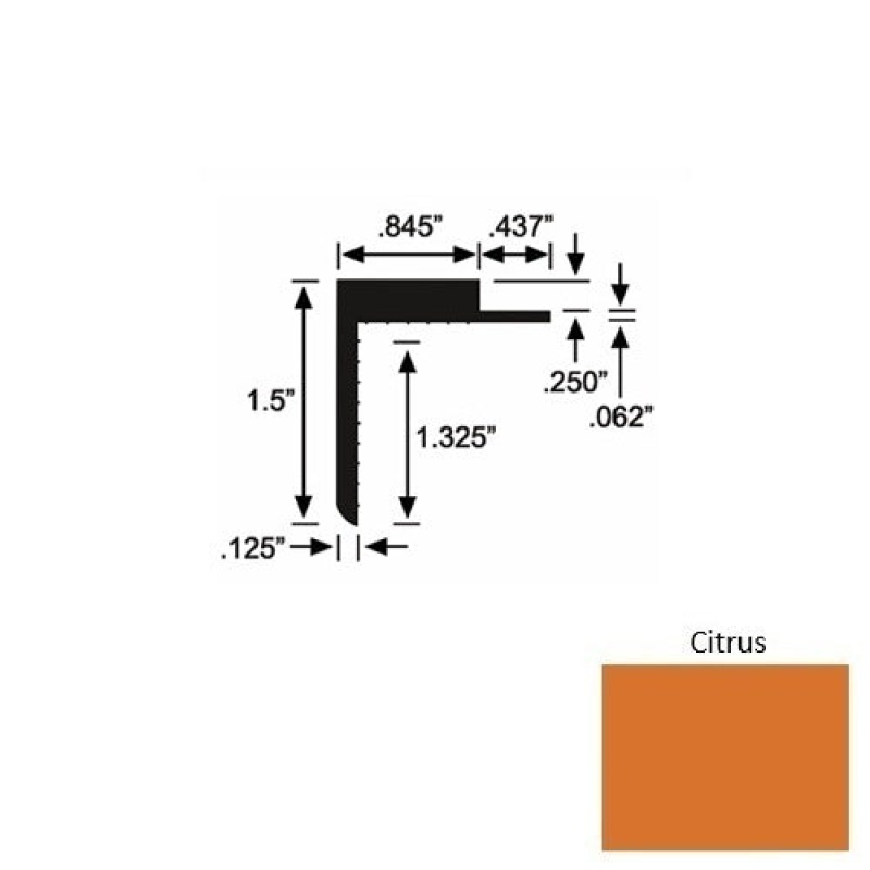Solid 57 Citrus Rubber Landing Trim 1 1/2" x 98"