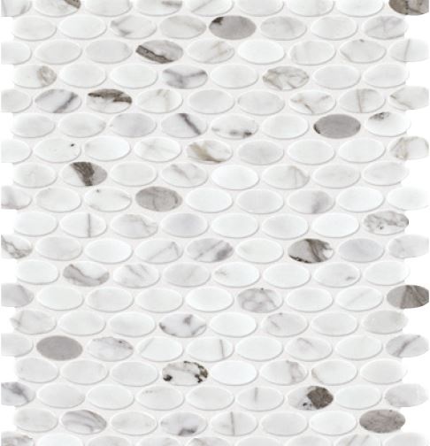 Venetian Calacatta Marble Mosaic - 1 1/2" X 3/4" Oval - Polished
