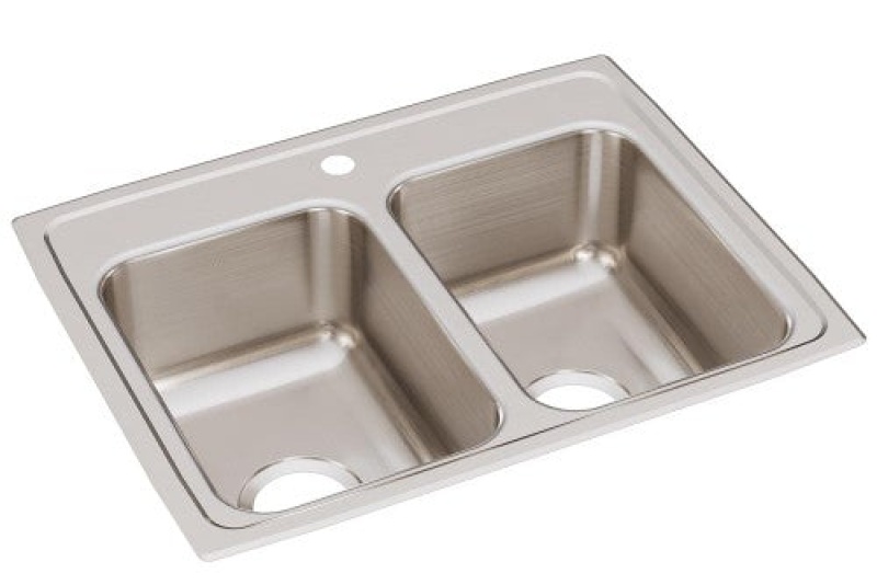 Lrq25191 Lustertone Classic Stainless Steel Drop In Double Bowl Kitchen Sink - 25" X 19 1/2" X 7 5/8" With 1 Hole - Stainless Steel