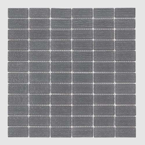 Cascade Graphite Glass Mosaic - 1" x 2" Straight Set