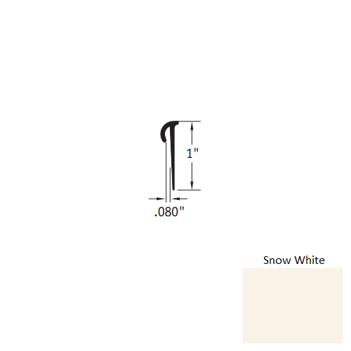 Johnsonite Snow White Vinyl Moulding / Trim - .080" X 12 Ft (144") Self Stick Cove Cap - Self Stick Cove Cap