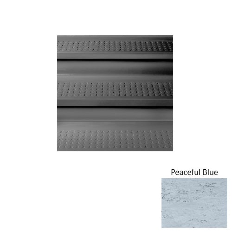 Marbleized 96 Peaceful Blue Vantage Raised Circular Rubber (Sq) Stair Tread With Riser - Textured
