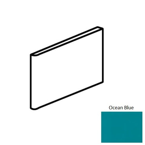 Color Wheel Classic Ocean Blue Ceramic Wall Trim - 3" X 6" Bullnose 3" Side - Semi Gloss