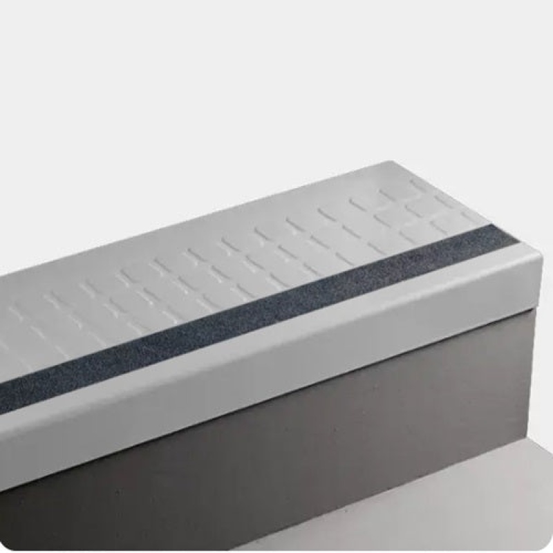 Johnsonite White Raised Square Rubber Stair Tread with Grey Grit Tape