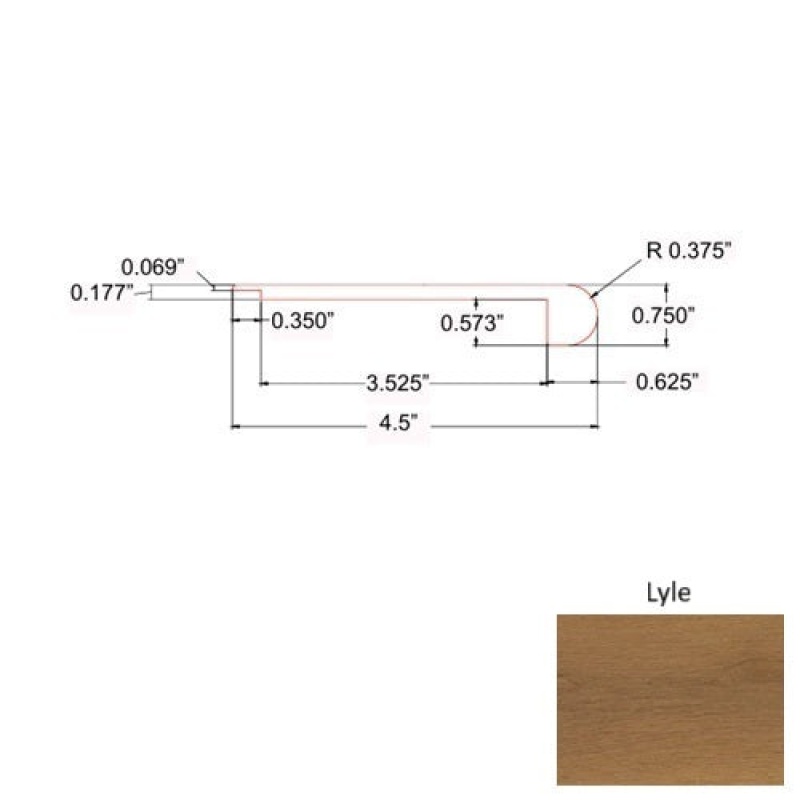 Jasper Lyle Luxury Vinyl Moulding / Trim - 4 1/2" X 94" Round Flush Stair Nose - Commercial Ceramic Bead Uv Coating