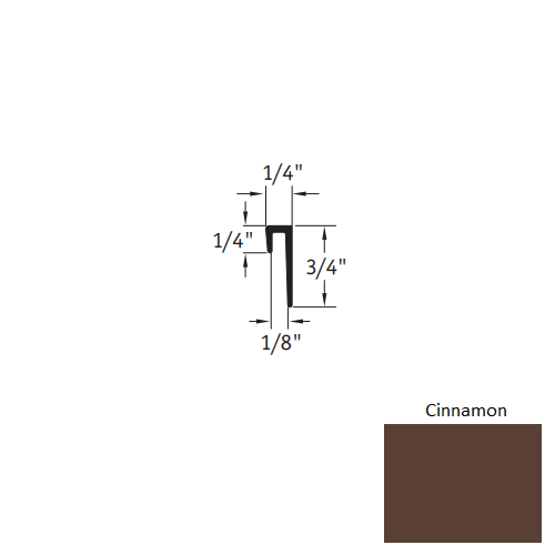 Johnsonite Cinnamon Vinyl Moulding / Trim - 1/8" X 12 Ft (144") Square Top Cove Cap - Square Top Cove Cap