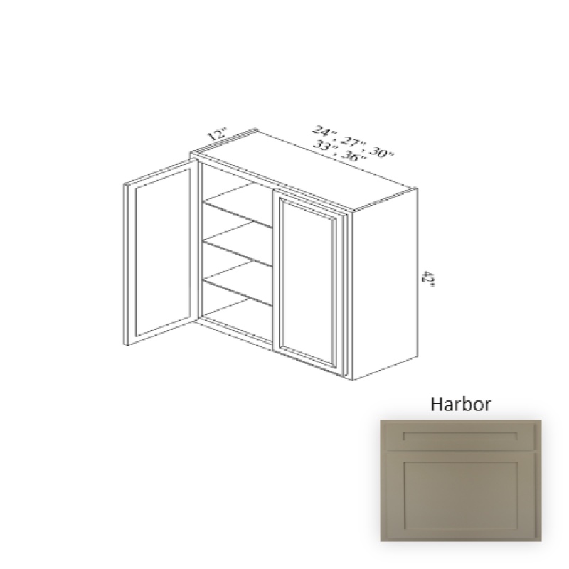 Harbor Wood Kitchen Wall Cabinet 27" x 42" x 12"
