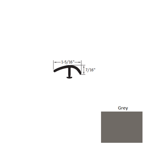 Johnsonite Grey Vinyl Moulding / Trim - 1 5/16" X 12 Ft (144") X 1/2" - 3/8" Or 1/4" T Molding - T Molding