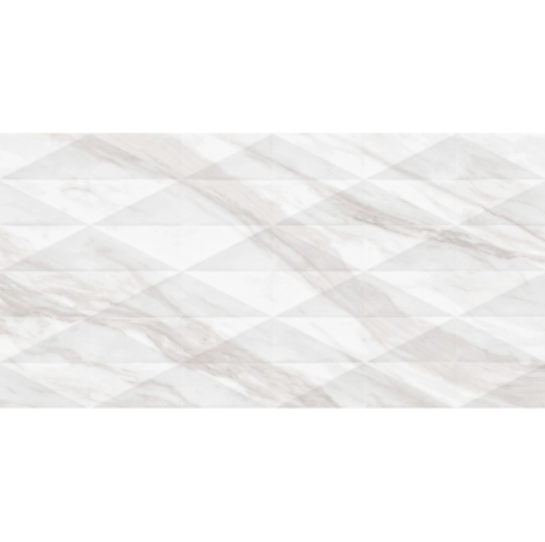 Perpetuo Timeless White Multi Geometric Ceramic Tile - Satin - 12" X 24"