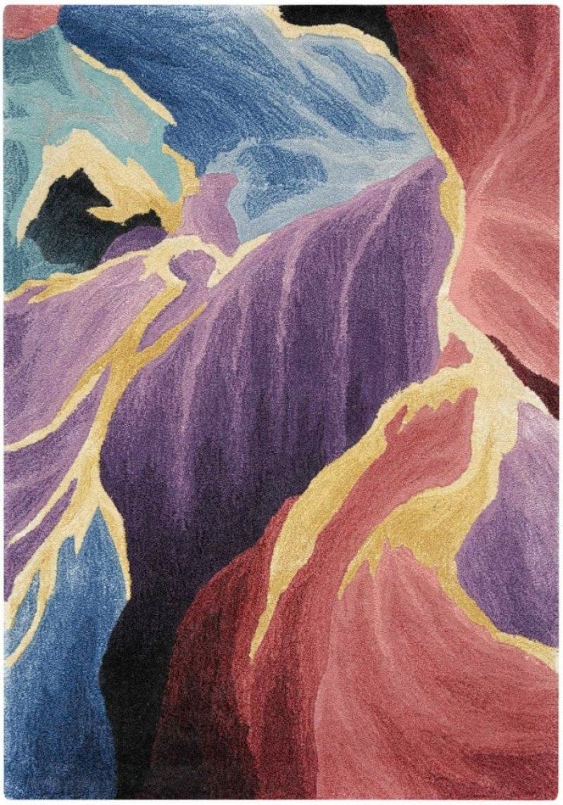 Prismatic Black Wool Blend Contemporary Area Rug