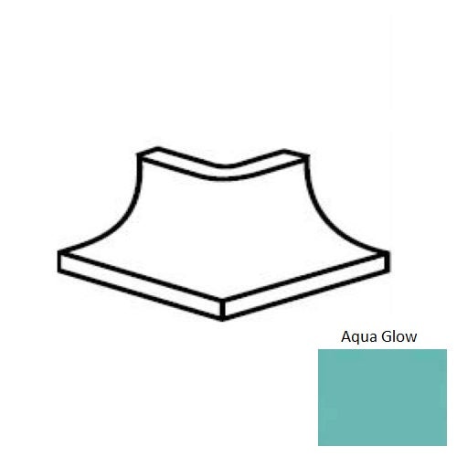 Keystones Unglazed Mosaic Aqua Glow Porcelain Floor & Wall Trim - 2" X 2" Cove Base Outcorner - Matte