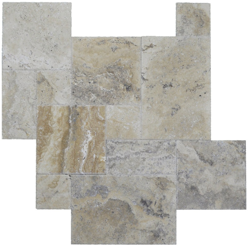 Miami Ivory Travertine Paver Versailles Pattern - Tumbled - Various Sizes
