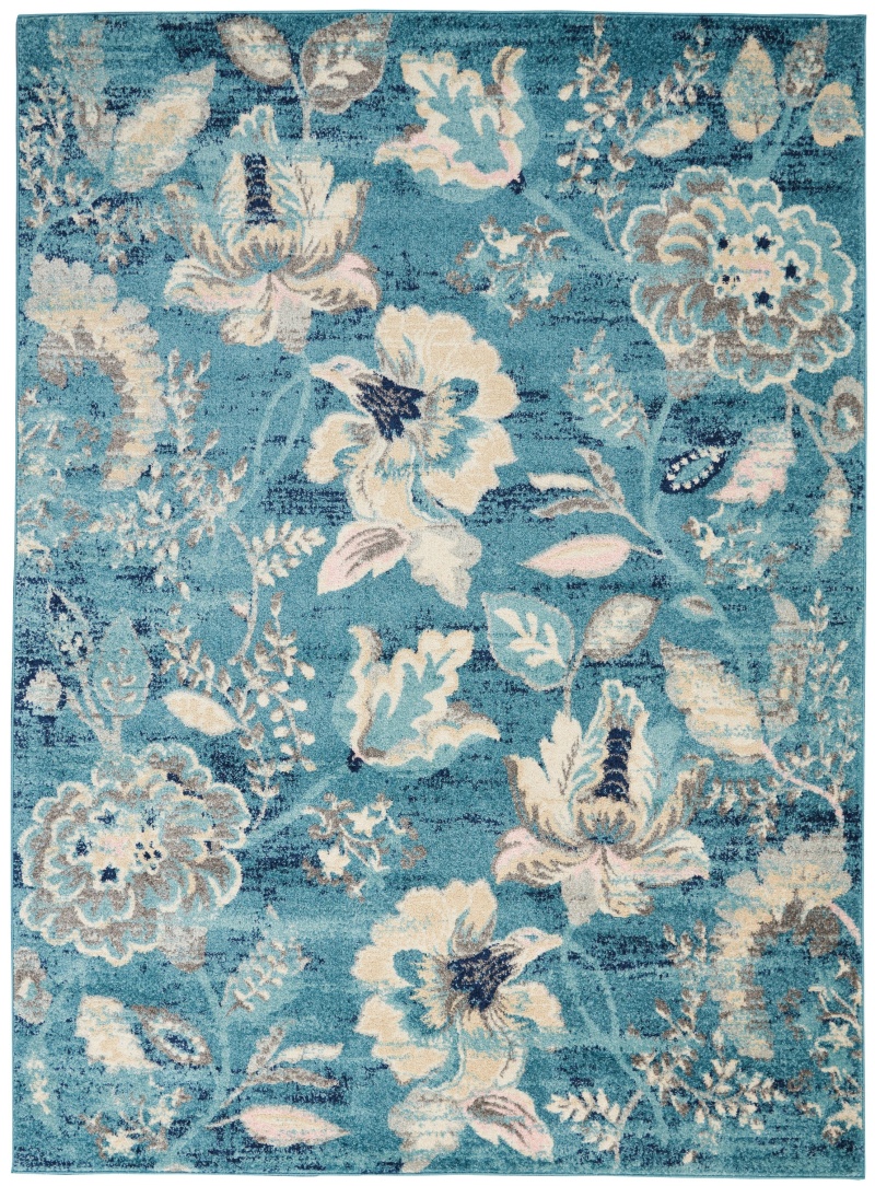 Tranquil Tra02 Turquoise Polypropylene Vintage Area Rug