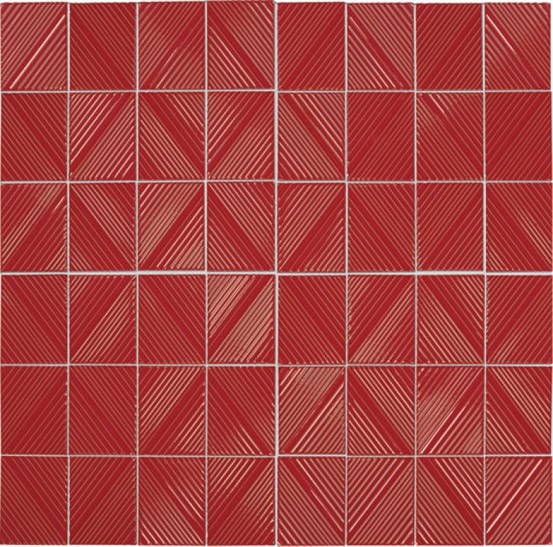 Revalia Remix RV23 Red Ceramic Mosaic – 3" x 4" Structural, Glossy
