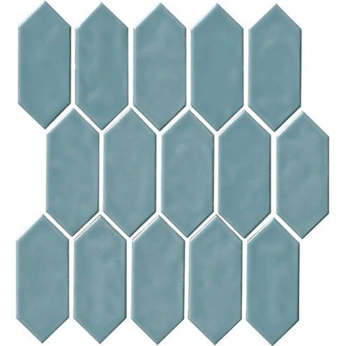 Artezen Classic Blue Ceramic Mosaic - 2" x 5" Picket - Glossy