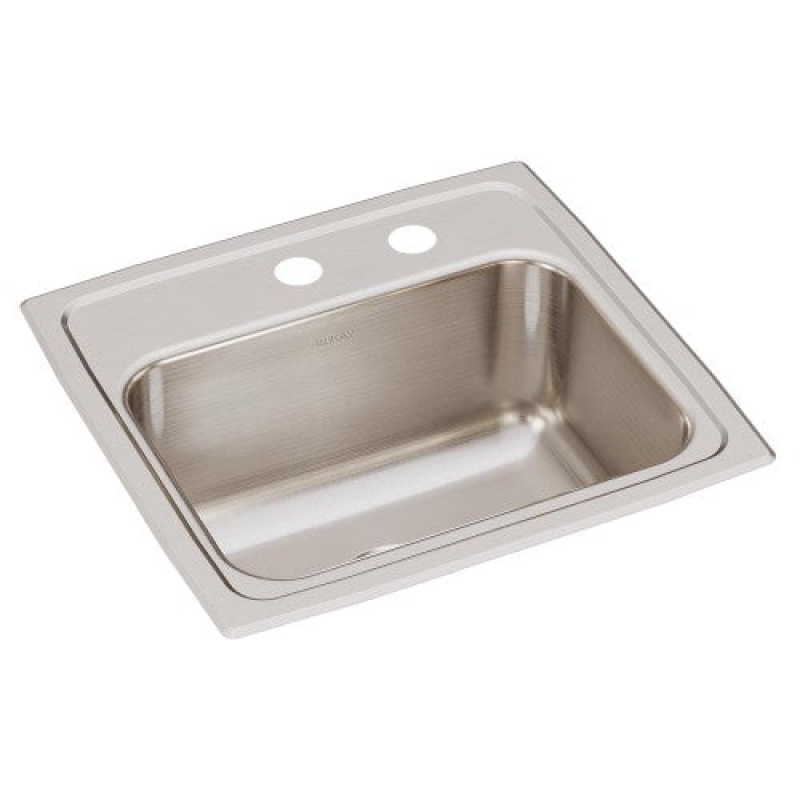 Lr1716mr2 Lustertone Classic Stainless Steel Drop In Single Bowl Kitchen Sink - 17" X 16" X 7 5/8" With 2 Holes - Stainless Steel