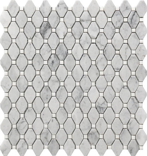 Rock Art Small Rhombus Stone & Glass Mosaic - 12" x 12" - Polished