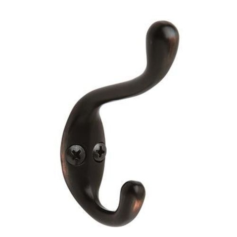 Medium Classic Zinc Single Prong Decorative Hook - Oil Rubbed Bronze - 3 5/16" (84 Mm) Length