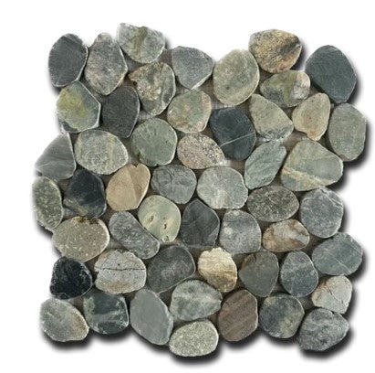 Earth Ton Pebble Mosaic - 12" X 12" - Flat Tumbled