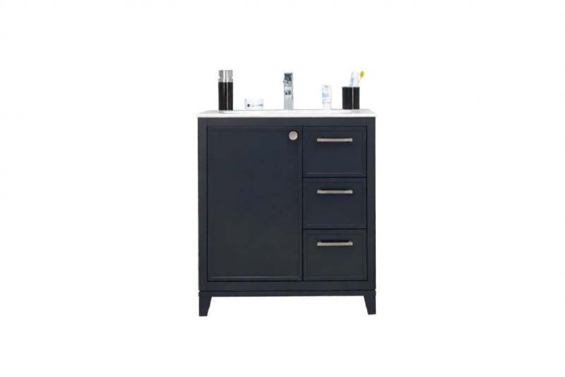 Frame Dark Gray Wood Freestanding Single Sink Bathroom Vanity