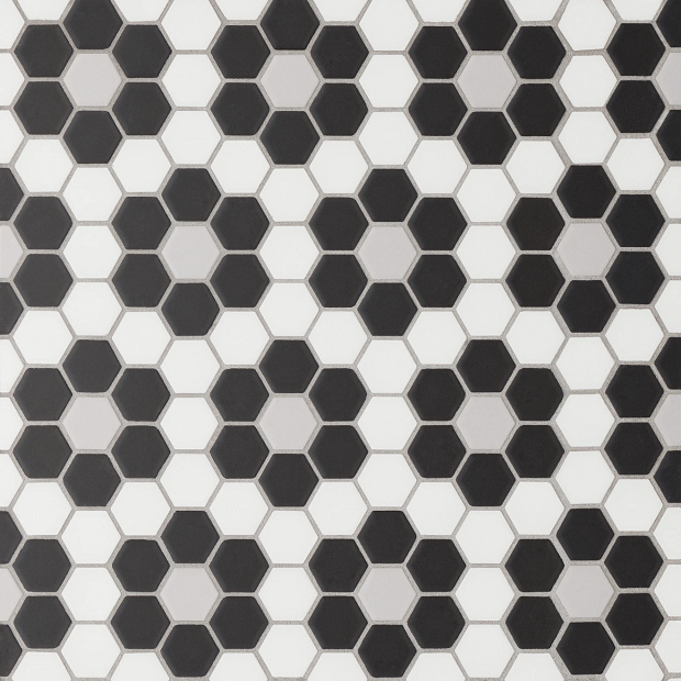 Le Cafe Deco Design 6 Porcelain Mosaic - 1" Hexagon - Matte