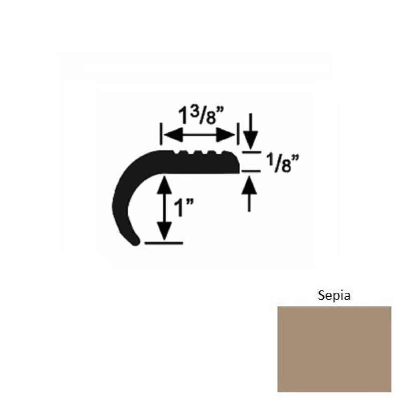 Roppe Solid 06 Sepia Rubber Domestic Stair Nosing
